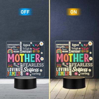 Inspirational Quote UV Print LED Lamp for Mom   Warm White Acrylic Night Light